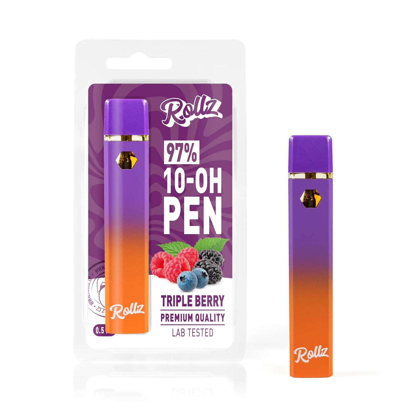 ROLLZ 10-OH live resin vape – Triple Berry flavour, 0.5 ml device.