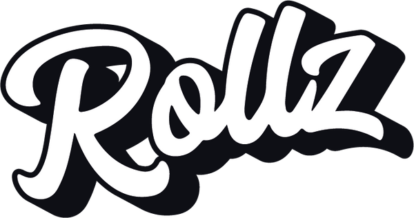 Black and white logo with 'Rollz' text on a white background