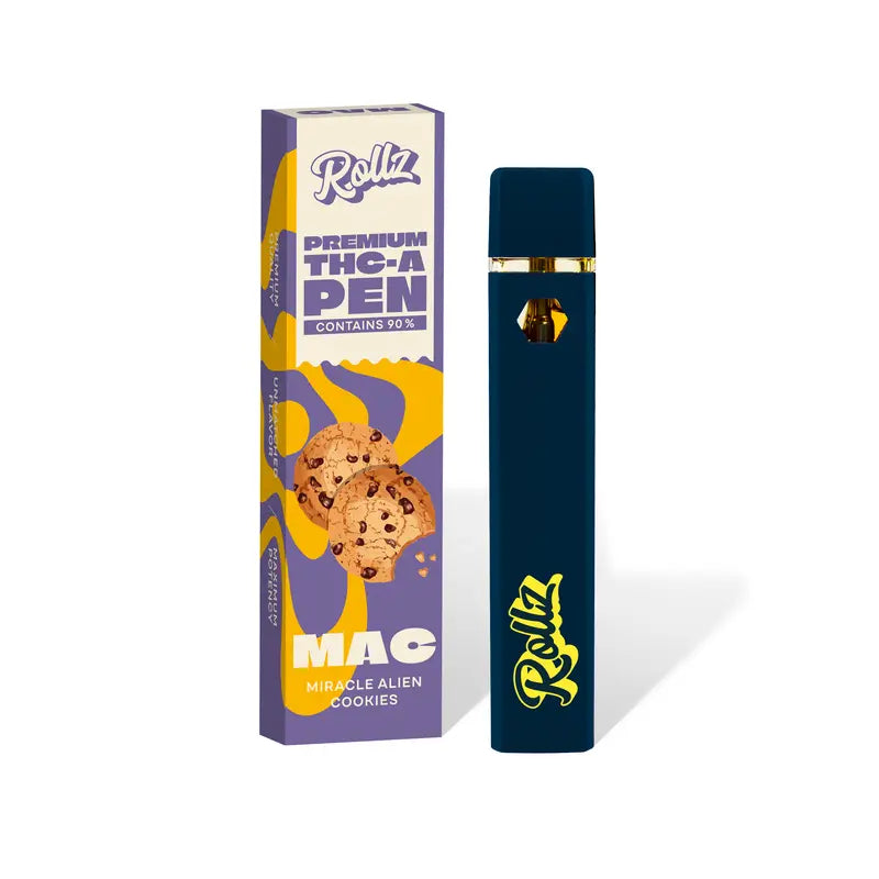 ROLLZ THCA vape box – MAC strain, ~800 puffs; own production.