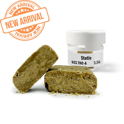 Static static sift hash 3.5g jar, 45% THCA from US Cali genetics, new arrival at Rollz Europe