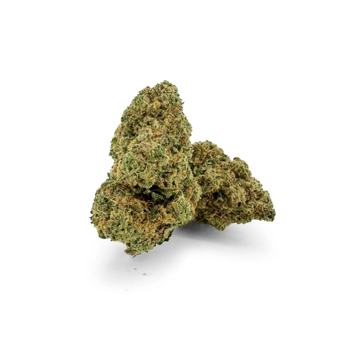 Green cannabis buds on a white background