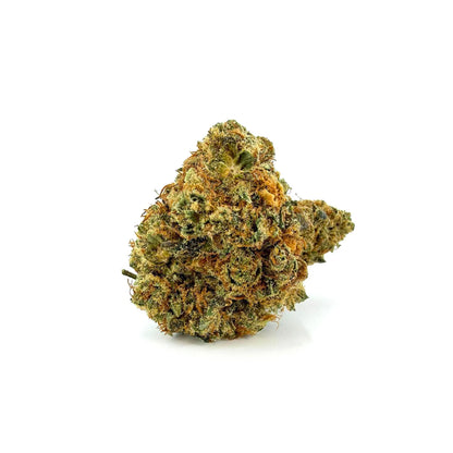 Close-up of ROLLZ Cartel-Cola THCA flower with frosty texture and orange pistils