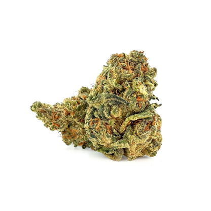 Close-up of ROLLZ White Truffle THCA flower with dense green buds and frosty trichomes